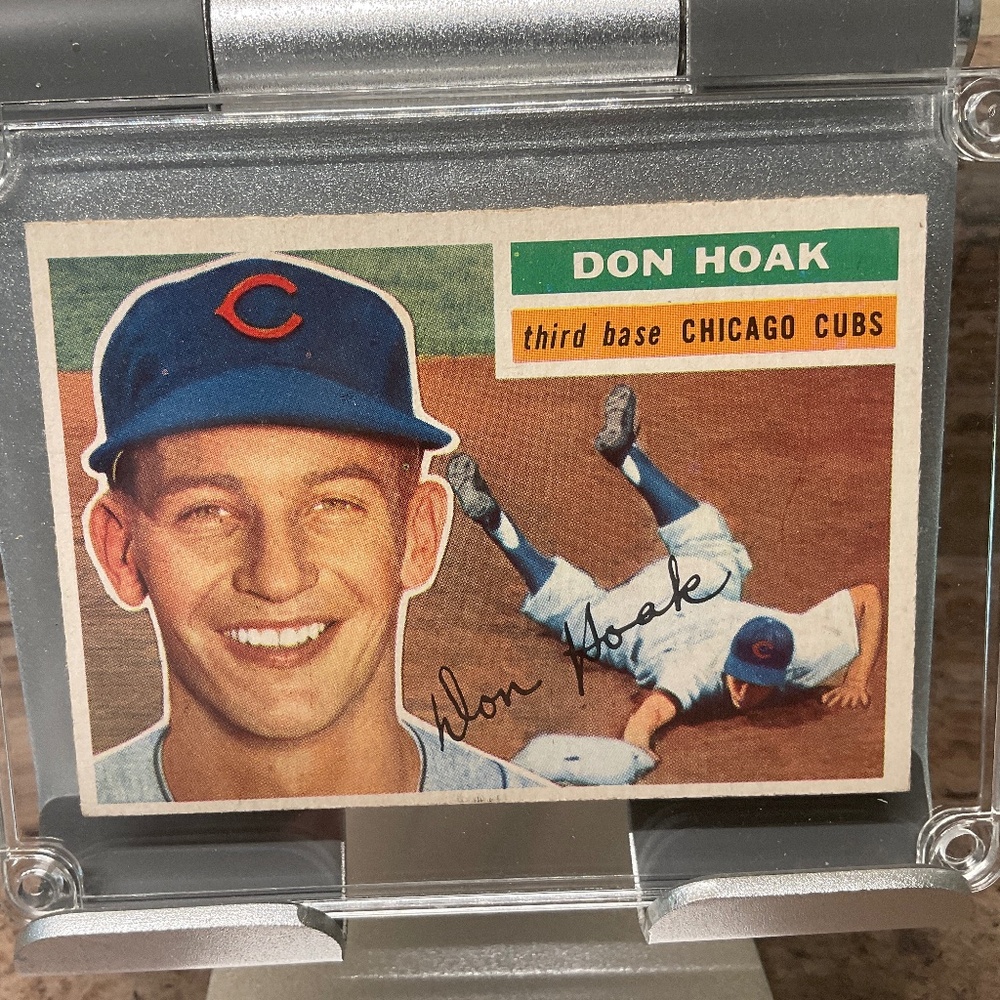 Topps Don Hoak 1956 Baseball Card Third Base Chicago Cubs Autographed #335